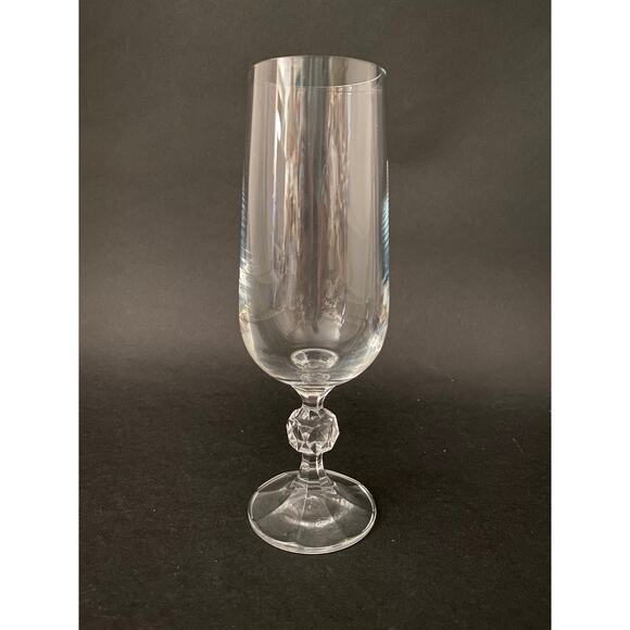 Set of 6 Claudia Crystal Champagne Flutes | 1980s Faceted Ball Stem Glasses - Picture 4 of 5
